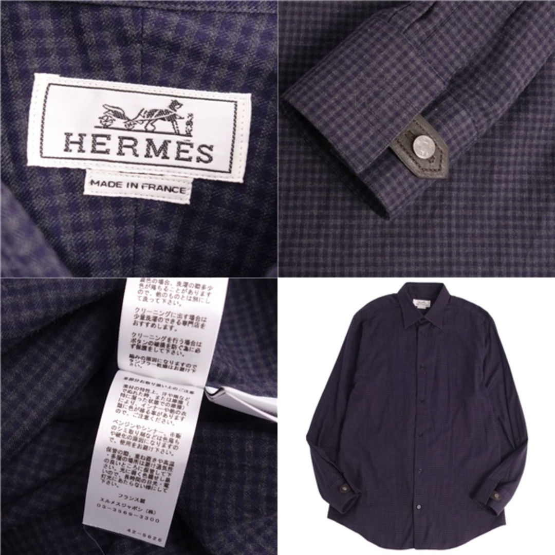 HERMES - 極美品 エルメス HERMES シャツ ネルシャツ ロング HERMES - 極美品 エルメス HERMES シャツ ネルシャツ ロング