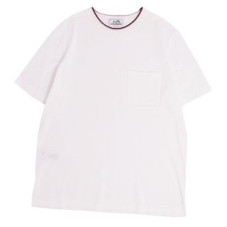 極美品 エルメス HERMES Tシャツ カットソー ロングスリーブ スクエアネック Hロゴ刺繍 コットン トップス レディース 36(S相当) ネイビー