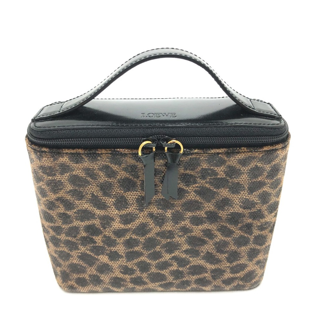 ロエベ LOEWE ミニ/化粧ポーチ レオパード カバン バニティバッグ レザー ブラウン