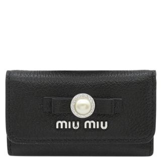 ミュウミュウ MIUMIU キーケース レザー グレー ゴールド レディース 5PG222 送料無料 54969f