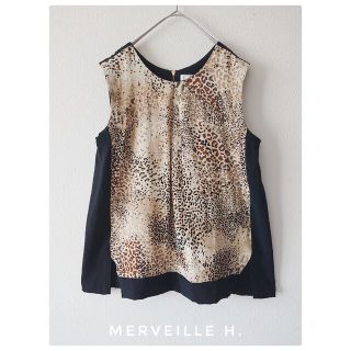 メルベイユアッシュ(MERVEILLE H.)のMERVEILLE H. フロントタック ノースリーブ ブラウス  レオパード柄(シャツ/ブラウス(半袖/袖なし))