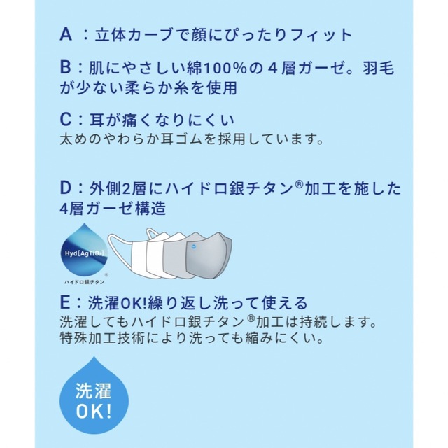 ソフトガーゼマスク ハイドロ銀チタン 立体タイプ 1枚入り2袋セット インテリア/住まい/日用品の日用品/生活雑貨/旅行(日用品/生活雑貨)の商品写真