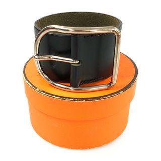 HERMES エルメス レザー ブレスレット 黒/シルバー 正規品 / 29088