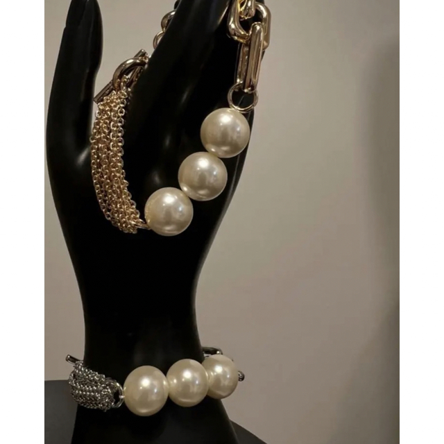 美品◆LOHME◆ローム◆Pearl Mix Chain Bracelet◆GD