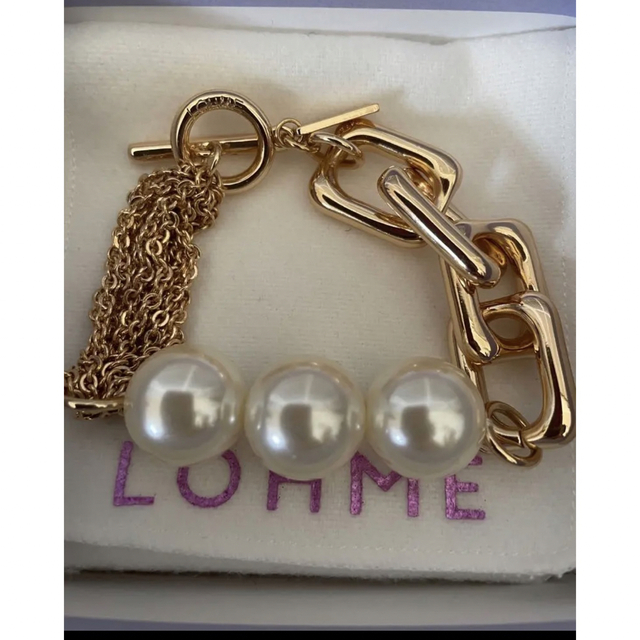 美品◆LOHME◆ローム◆Pearl Mix Chain Bracelet◆GD