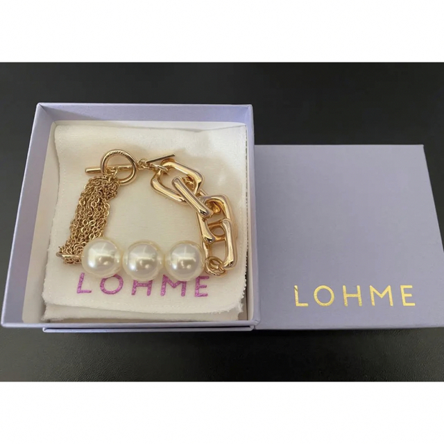 美品◆LOHME◆ローム◆Pearl Mix Chain Bracelet◆GD