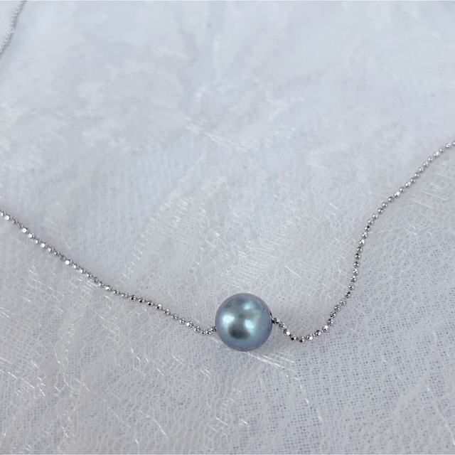 K14WG タヒチ真珠パールスルーチェーンネックレス レディースのアクセサリー(ネックレス)の商品写真