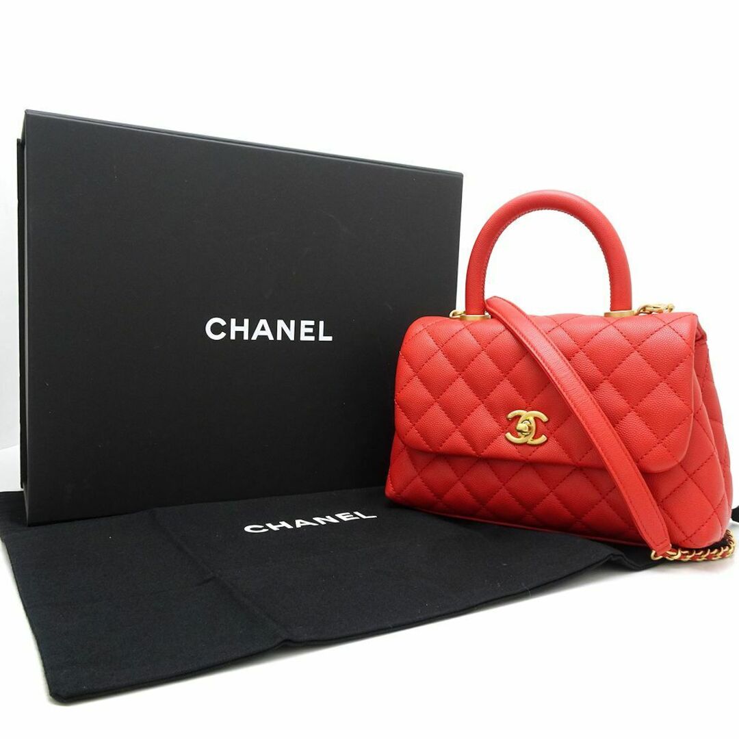 CHANEL(シャネル)のシャネル CHANEL ココハンドルXS A92990 ショルダーバッグ マトラッセ キャビアスキン レッド / 350282【中古】 レディースのバッグ(ショルダーバッグ)の商品写真