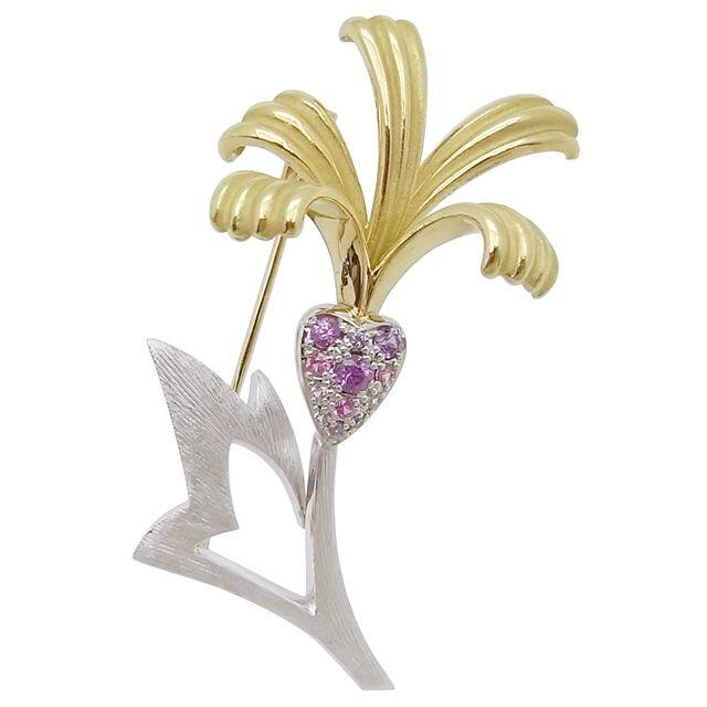 アクセサリー サファイアブローチ K18/Pt900 0.32ct 10.8g 30800円