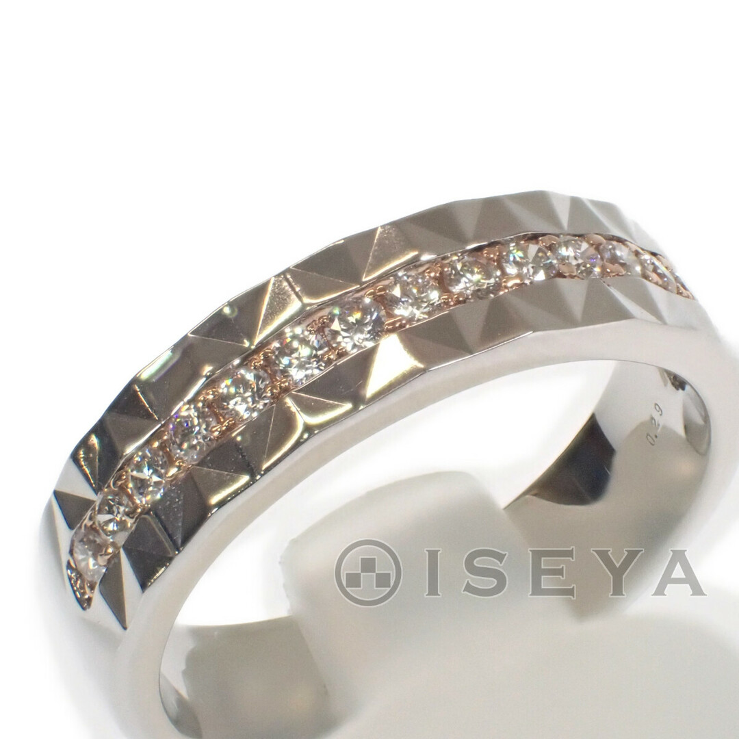 【Aランク】デザインリング 指輪 K18PG Pt950 ダイヤモンド サイズ棒約20号 メンズ ジュエリー アクセサリー 【ISEYA】 1