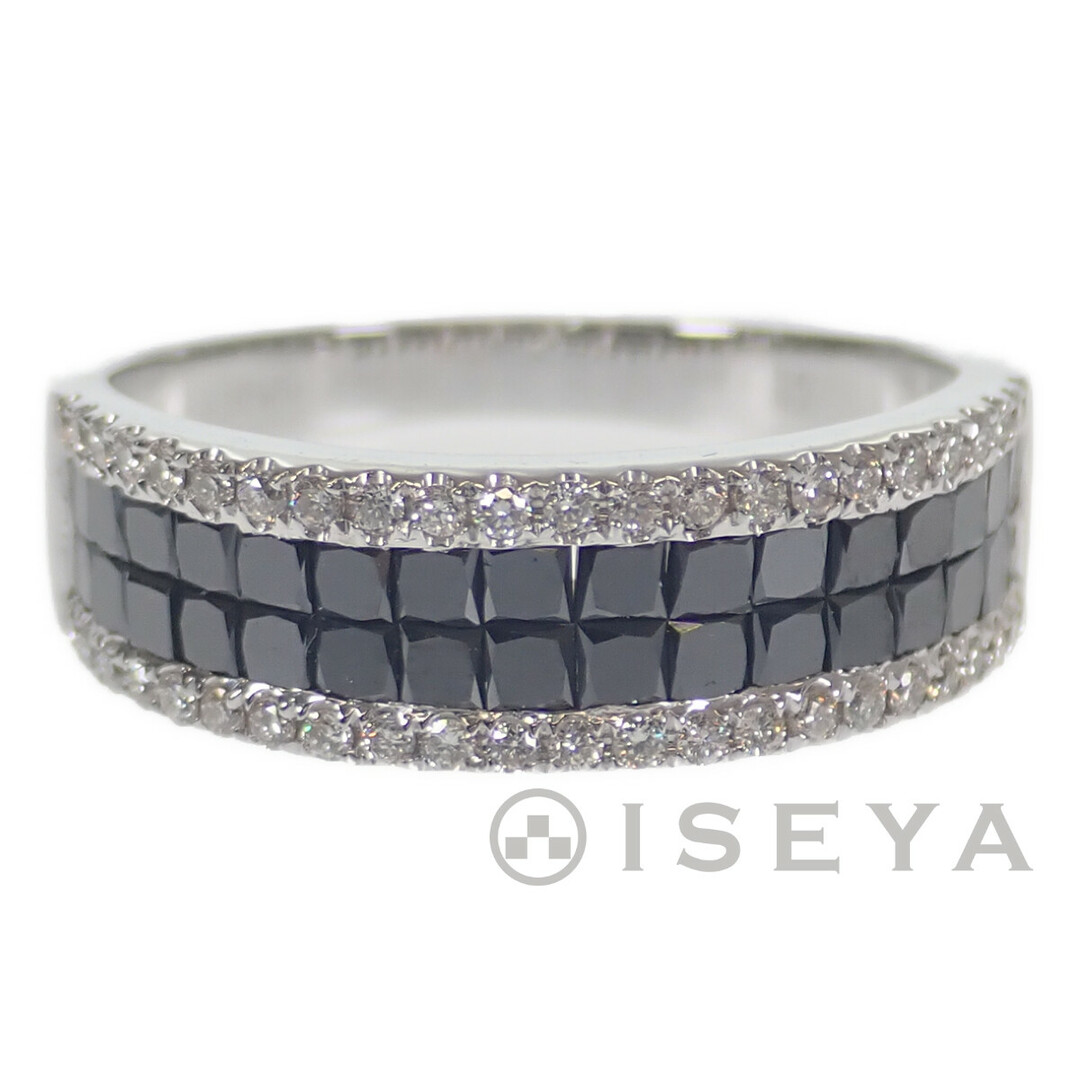 【中古】【Aランク】デザインリング 指輪 K18WG ブラックダイヤモンド サイズ棒約19号 メンズ ジュエリー アクセサリー 【ISEYA】