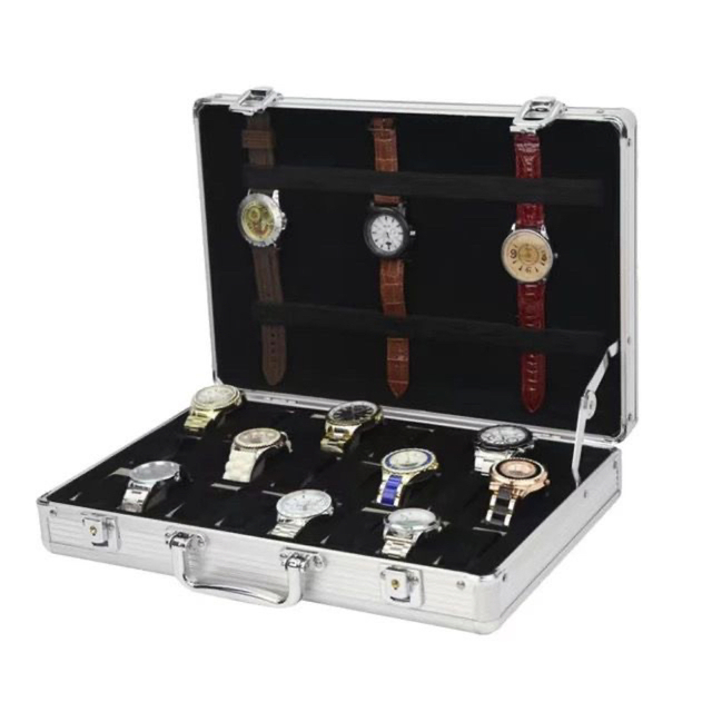 アルミニウム製合金時計ボックス腕時計ケース 24 ビット時計展示収集箱お出かけ用 インテリア/住まい/日用品のインテリア小物(置時計)の商品写真
