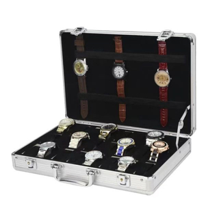 アルミニウム製合金時計ボックス腕時計ケース 24 ビット時計展示収集箱お出かけ用(置時計)