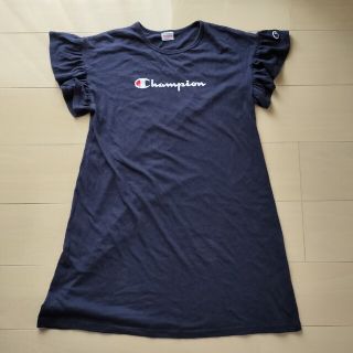 チャンピオン(Champion)の160　チャンピオン　ワンピース　Ｔシャツの生地です　紺色　毛玉アリ(ワンピース)