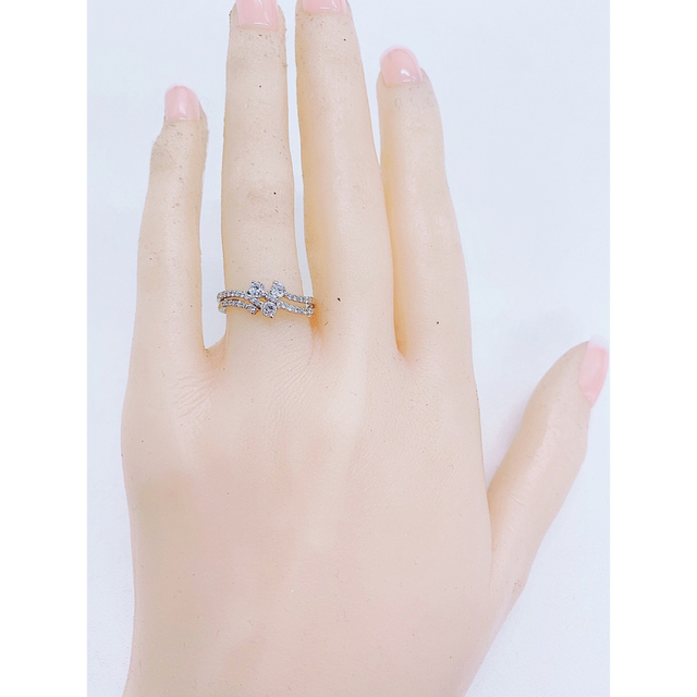 ☆0.41ct☆一粒ダイヤモンドプラチナ 2列エタニティリング指輪 | www