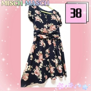 ミッシュマッシュ(MISCH MASCH)のミッシュマッシュ　ヴィンテージ　アンティーク　花柄ワンピース　黒　可愛いワンピ(ひざ丈ワンピース)