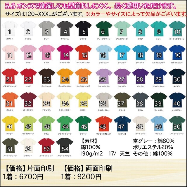 6700円両面印刷Tシャツ オーダーメイド オーダー オリジナル グッズ 半袖 イベント ライブ