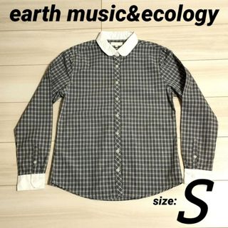 アースミュージックアンドエコロジー(earth music & ecology)の【earth music&ecology】クレリックシャツ チェック 丸襟【S】(シャツ/ブラウス(長袖/七分))