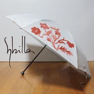 新品 シビラ 安全ロクロ ボタニカル柄 三つ折り 折り畳み傘 傘袋手提げ 水色系