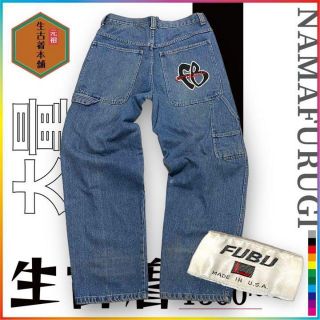 フブ(FUBU)の古着 FUBU 90s USA製 フブ　ペインター　カーゴ　刺繍　ロゴ ビンテー(デニム/ジーンズ)