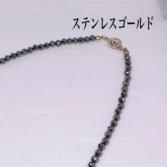 磁気ヘマタイトゴールド4mm＆テラヘルツ4mmネックレス45cm メンズのアクセサリー(ネックレス)の商品写真