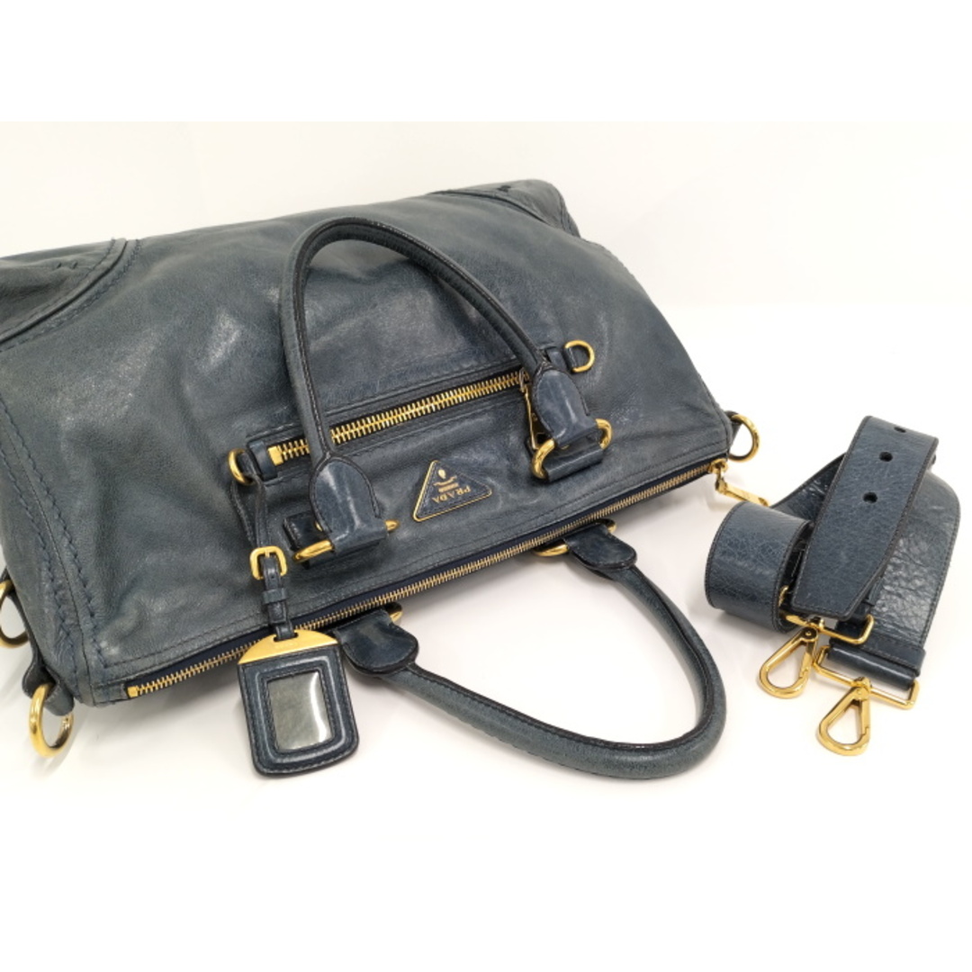 PRADA - PRADA 2WAY ショルダーバッグ レザー ブルー BL0678の PRADA - PRADA 2WAY ショルダーバッグ レザー ブルー BL0678の