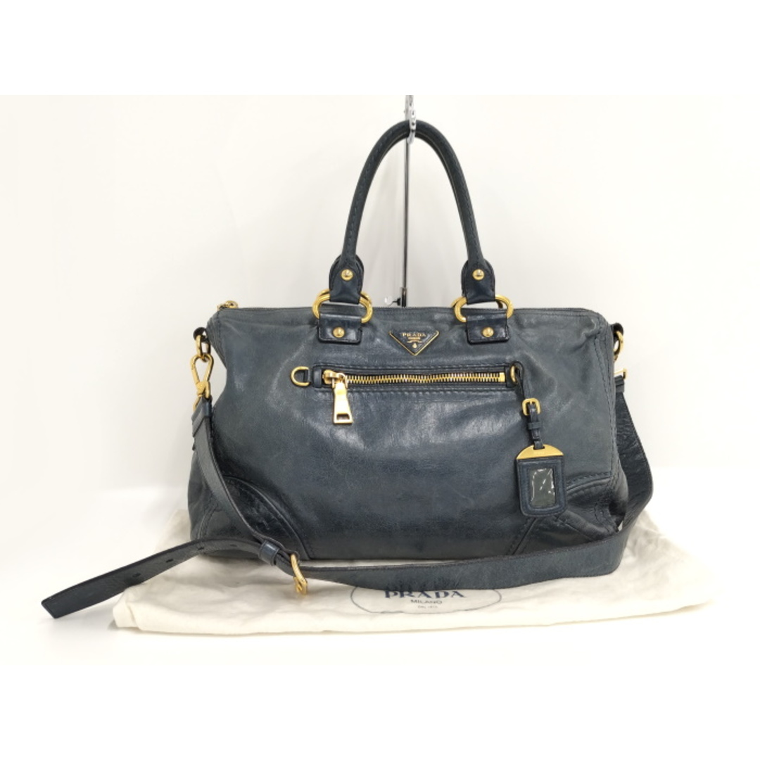 PRADA - PRADA 2WAY ショルダーバッグ レザー ブルー BL0678の PRADA - PRADA 2WAY ショルダーバッグ レザー ブルー BL0678の