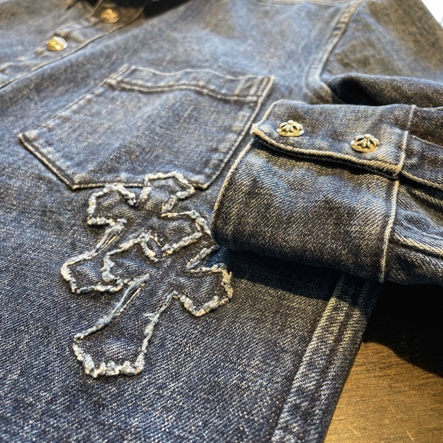 Chrome Hearts(クロムハーツ)のクロムハーツデニムシャツ　クロスパッチ/クロスボタン/ルーズエンド超希少品 メンズのジャケット/アウター(Gジャン/デニムジャケット)の商品写真