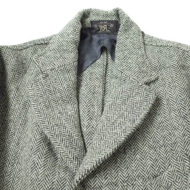 RRL(ダブルアールエル)のRRL x HARRIS TWEED ダブルアールエル ハリスツイード 22AW 別注 アンコンストラクテッド スポーツコート L グレー Double RL ヘリンボーン ツイード ジャケット アウター【中古】【RRL × HARRIS TWEED】 メンズのジャケット/アウター(テーラードジャケット)の商品写真