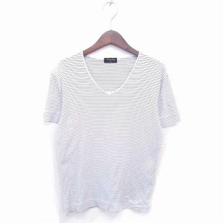 メンズビギ(MEN'S BIGI)のメンズビギ Tシャツ カットソー ボーダー Vネック 半袖 02 白 黒(Tシャツ/カットソー(半袖/袖なし))