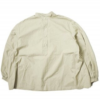 サイ(Scye)のScye x Drawer サイ ドゥロワー 21SS 別注 日本製 バンドカラープルオーバーシャツ 1221-31423 38 ベージュ SHIRT 長袖 ギャザー タック トップス【中古】【Scye × Drawer】(シャツ/ブラウス(長袖/七分))