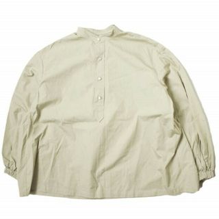 サイ(Scye)のScye x Drawer サイ ドゥロワー 21SS 別注 日本製 バンドカラープルオーバーシャツ 1221-31423 38 ベージュ SHIRT 長袖 ギャザー タック トップス【中古】【Scye × Drawer】(シャツ/ブラウス(長袖/七分))