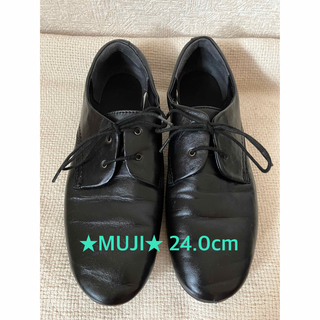 ムジルシリョウヒン(MUJI (無印良品))の無印良品 レースアップシューズ 黒 24cm(ローファー/革靴)