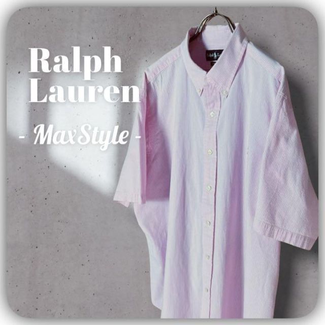 Ralph Lauren(ラルフローレン)の【ラルフローレン】半袖 シャツ ピンク チェック柄 ゆったり XL 古着 メンズのトップス(シャツ)の商品写真