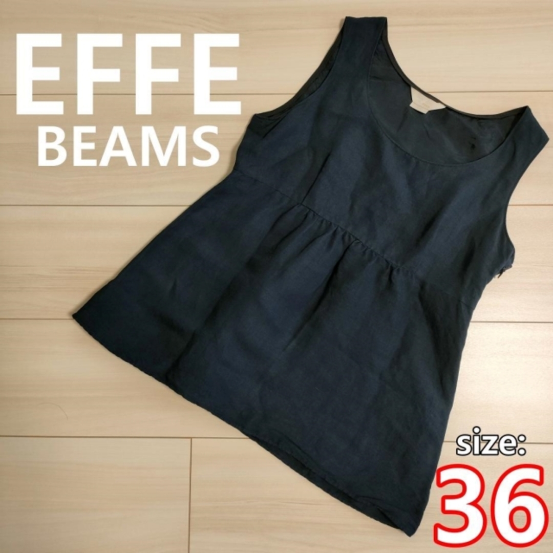 EFFE BEAMS(エッフェビームス)の【EFFE BEAMS】リネンブレンドノースリーブブラウス / 紺【36/S】 レディースのトップス(シャツ/ブラウス(半袖/袖なし))の商品写真