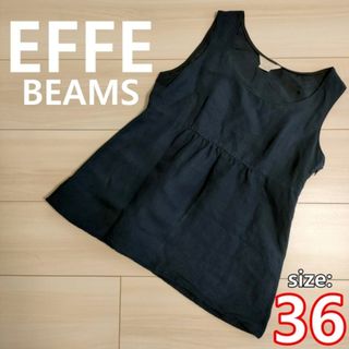 エッフェビームス(EFFE BEAMS)の【EFFE BEAMS】リネンブレンドノースリーブブラウス / 紺【36/S】(シャツ/ブラウス(半袖/袖なし))