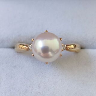 タサキ(TASAKI)の田崎真珠 ダイヤモンド×パール リング K18YG 0.03ct 3.6g(リング(指輪))