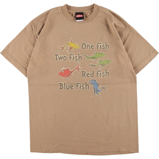 525cm肩幅ALSTYLE APPAREL ACTIVEWEAR DR. SEUSS ドクタースース One fish, two fish, red fish, blue fish キャラクタープリントTシャツ /eaa336186