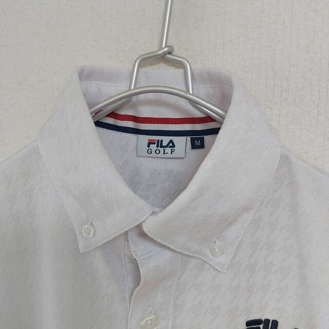 FILA(フィラ)の【FILA GOLF】美品フィラゴルフボタンダウン半袖ポロシャツ/メンズＭ スポーツ/アウトドアのゴルフ(ウエア)の商品写真