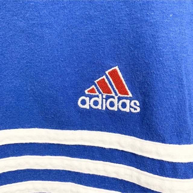 adidas(アディダス)の90s adidas Tシャツ メンズL 日本製 万国旗タグ 青 赤 白  メンズのトップス(Tシャツ/カットソー(半袖/袖なし))の商品写真