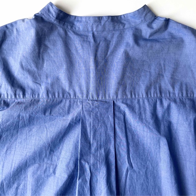 UNITED ARROWS(ユナイテッドアローズ)のユナイテッドアローズ　バンドカラー　オーバーシャツワンピース　ビッグシャツ　青 レディースのワンピース(ロングワンピース/マキシワンピース)の商品写真