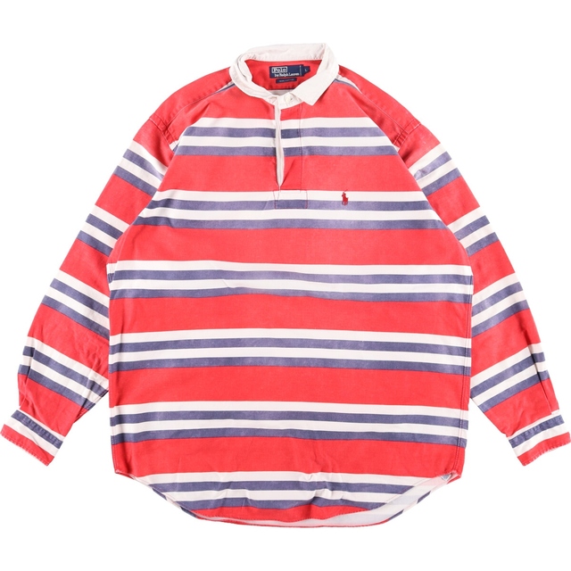 Ralph Lauren(ラルフローレン)の古着 ラルフローレン Ralph Lauren POLO by Ralph Lauren ボーダー柄 長袖 ラガーシャツ メンズXL /eaa335633 メンズのトップス(シャツ)の商品写真