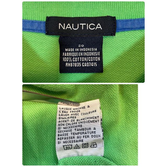 NAUTICA(ノーティカ)の【人気カラー】NAUTICA 半袖ポロシャツ古着 ロゴ刺繍 サイズL グリーン メンズのトップス(ポロシャツ)の商品写真