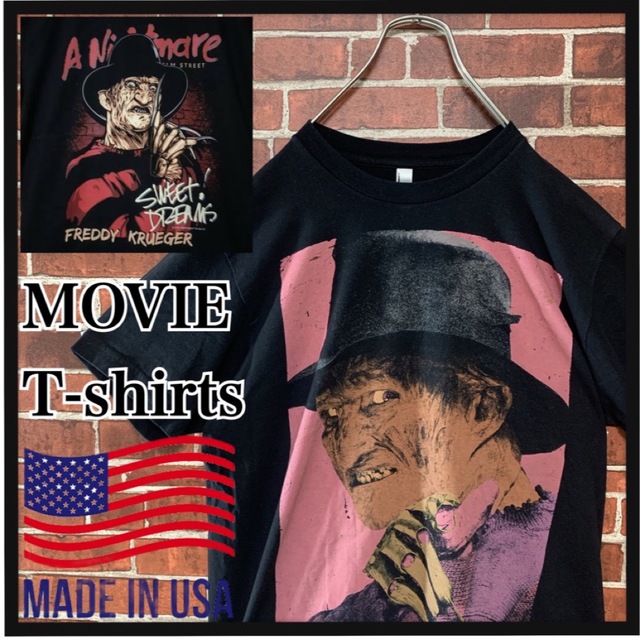 MUSIC TEE(ミュージックティー)の【激レア】USA製　エレム街の悪夢　フレディ　ホラー　映画　ムービーTシャツ M メンズのトップス(Tシャツ/カットソー(半袖/袖なし))の商品写真