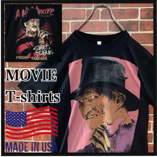 ミュージックティー(MUSIC TEE)の【激レア】USA製　エレム街の悪夢　フレディ　ホラー　映画　ムービーTシャツ M(Tシャツ/カットソー(半袖/袖なし))