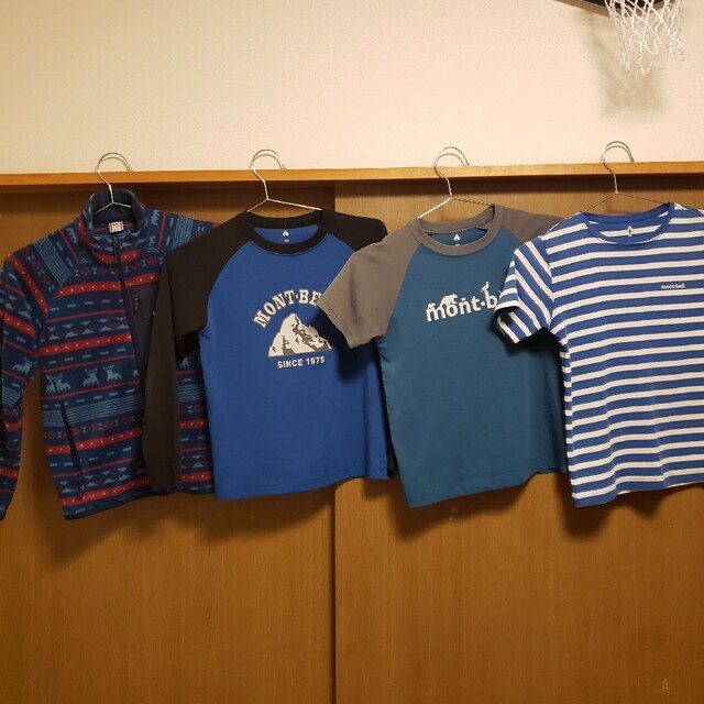 mont bell(モンベル)のmont-bell　Tシャツ半袖2枚+長袖シャツ+フリース140㎝ キッズ/ベビー/マタニティのキッズ服男の子用(90cm~)(Tシャツ/カットソー)の商品写真