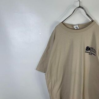 C514 ギルダン　ワンポイントロゴ　プリントロゴ　XL ベージュ　半袖Tシャツ(Tシャツ/カットソー(半袖/袖なし))