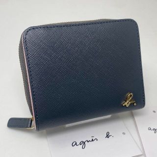 5812 美品　agnes b.VOYAGE 二つ折り財布　ブルー系　レディース