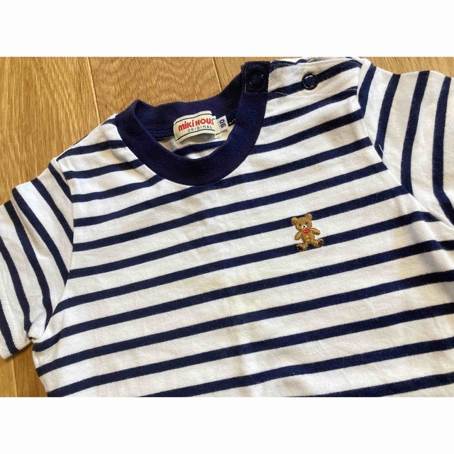 ミキハウス ボーダー Tシャツ90 半袖 くまさん 男の子 夏服