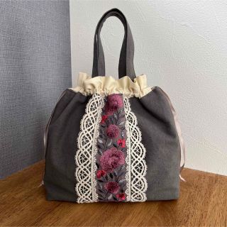 No.141 インド刺繍リボン 巾着バッグ(バッグ)